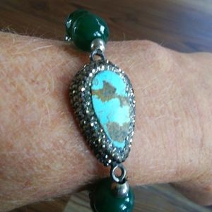 NEW, NEVER WORN TURQUOISE/STERLING 925 BRACELET
